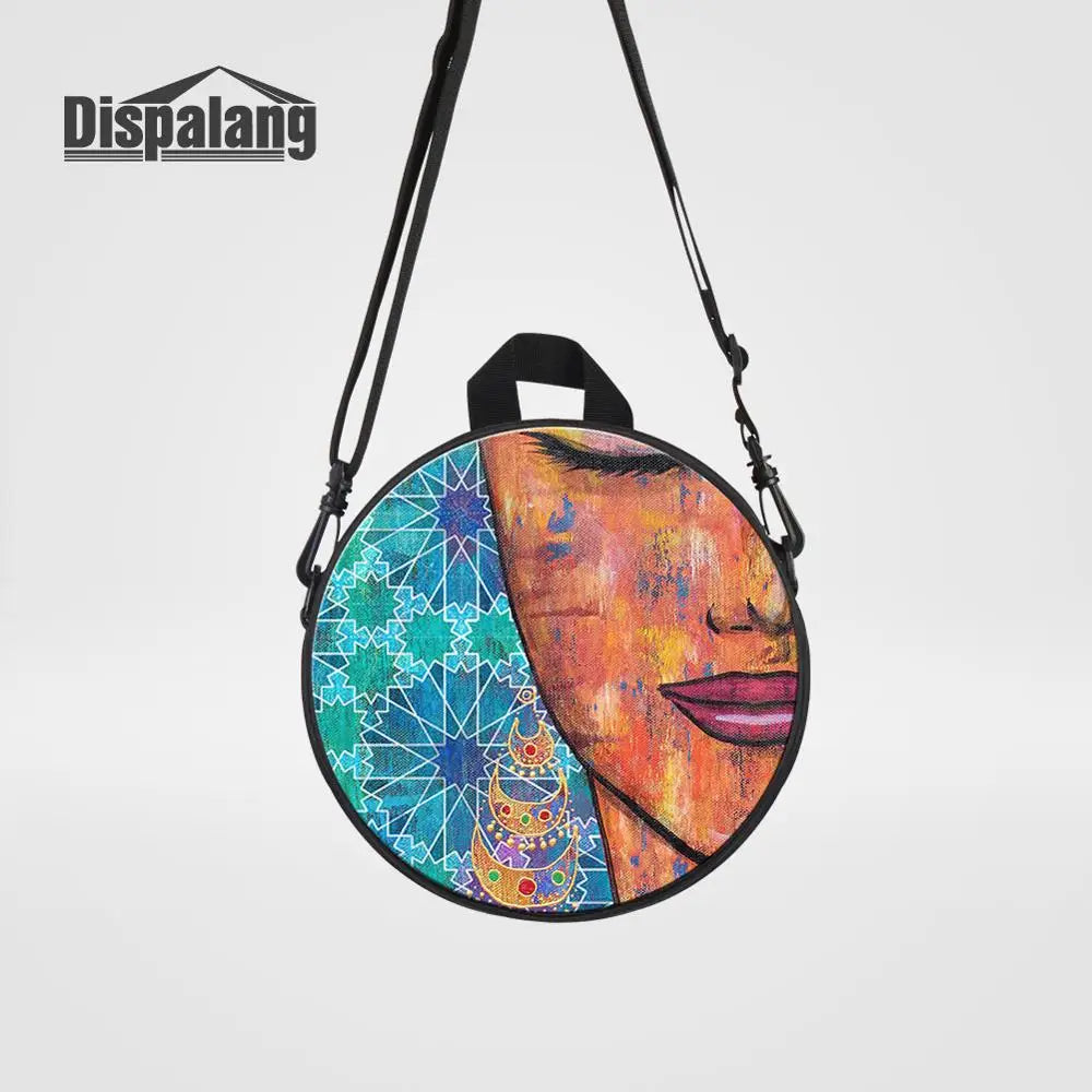 Mini Round Printed Messenger Crossbody Handbag