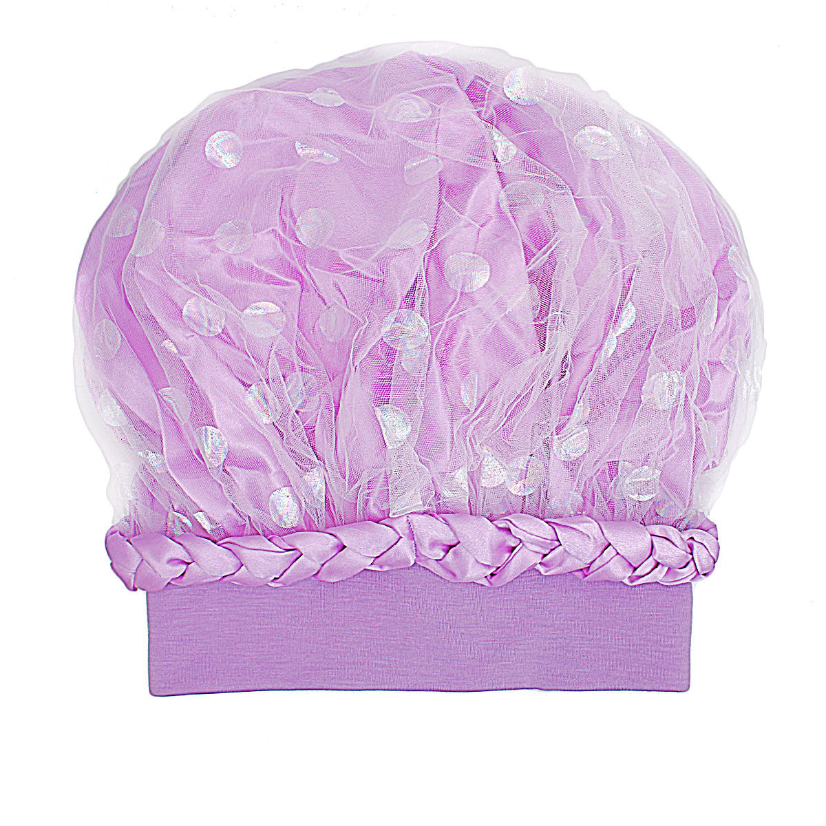 Bonnet Purple Satin Wide Edge Double Layer Women